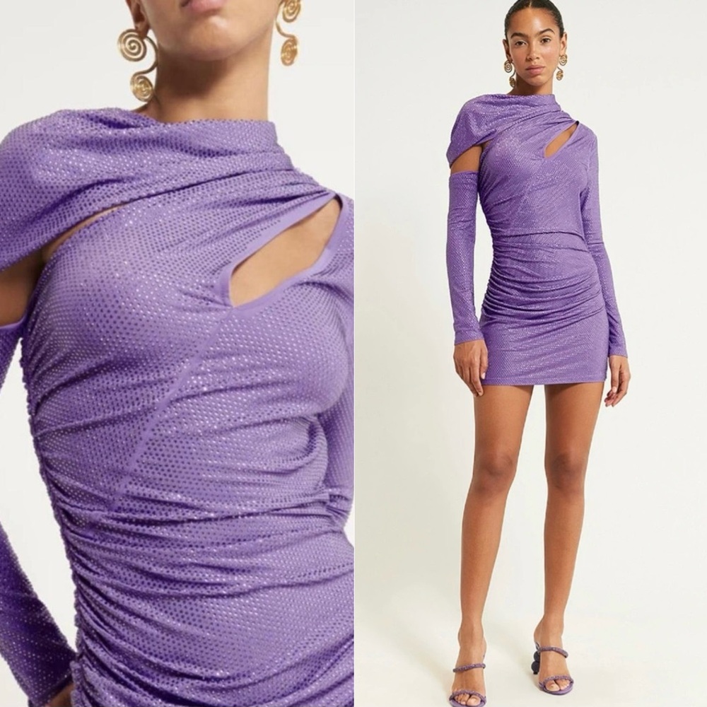 Cult Gaia Nicole Embellished Cold Shoulder Mini Dress